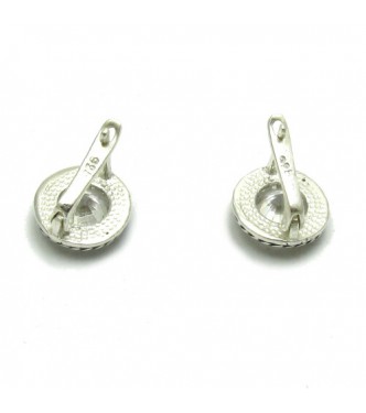 E000643 Sterling silver earrings solid 925 with 9mm round CZ  Empress